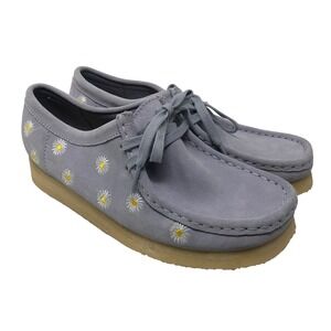 Clarks Wallabee Womens 8.5 Lavender Suede Daisy Floral Embroidered Shoes